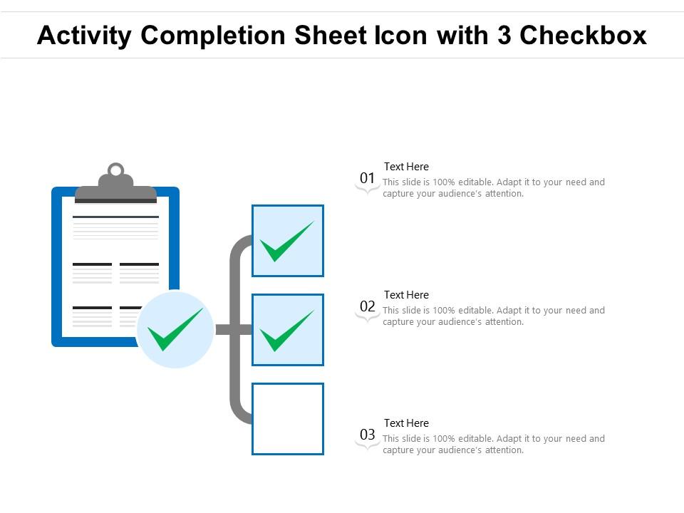 Activity completion sheet icon with 3 checkbox Slide01