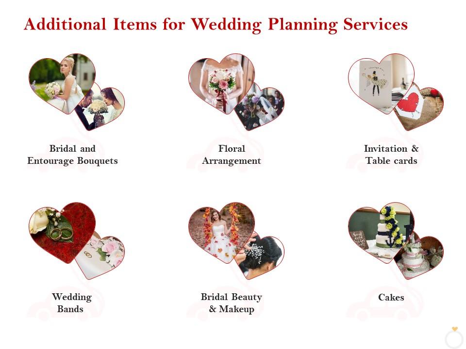 Additional items for wedding planning services ppt powerpoint presentation icon Slide01