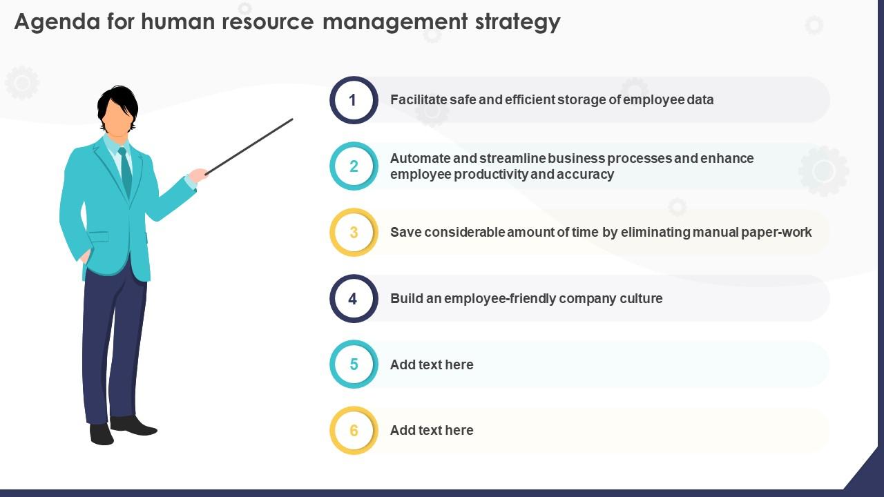 Agenda For Human Resource Management Strategy Ppt Icon Example Introduction Slide01