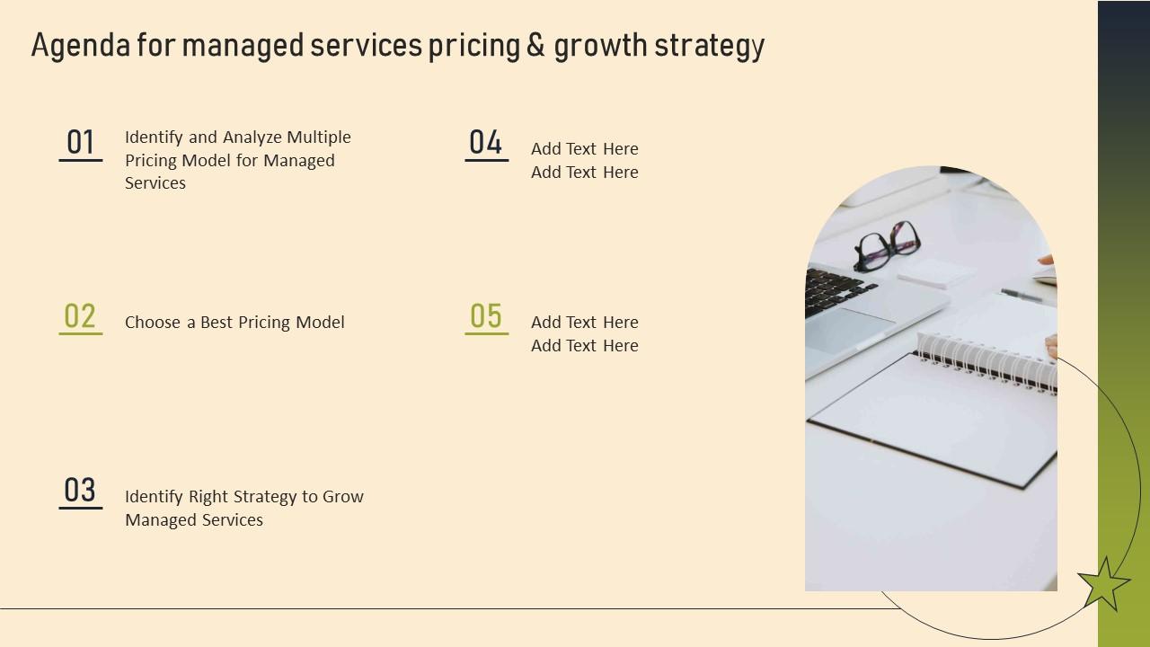 Agenda For Managed Services Pricing And Growth Strategy Ppt Icon Example Introduction Slide01