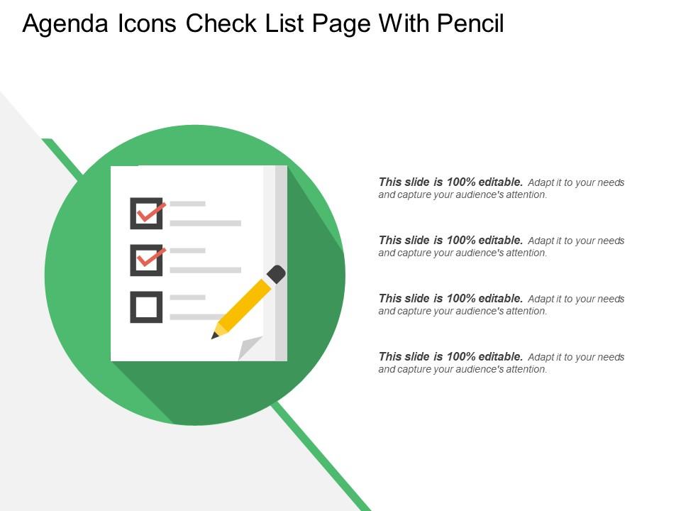 Agenda icons check list page with pencil Slide01