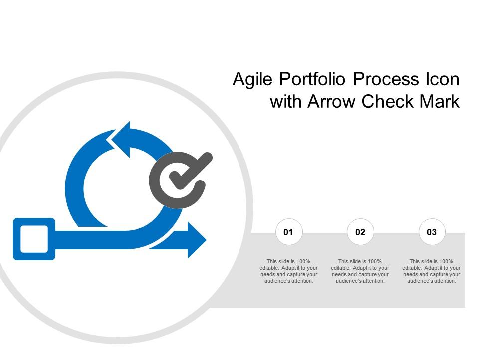 Agile portfolio process icon with arrow check mark Slide01
