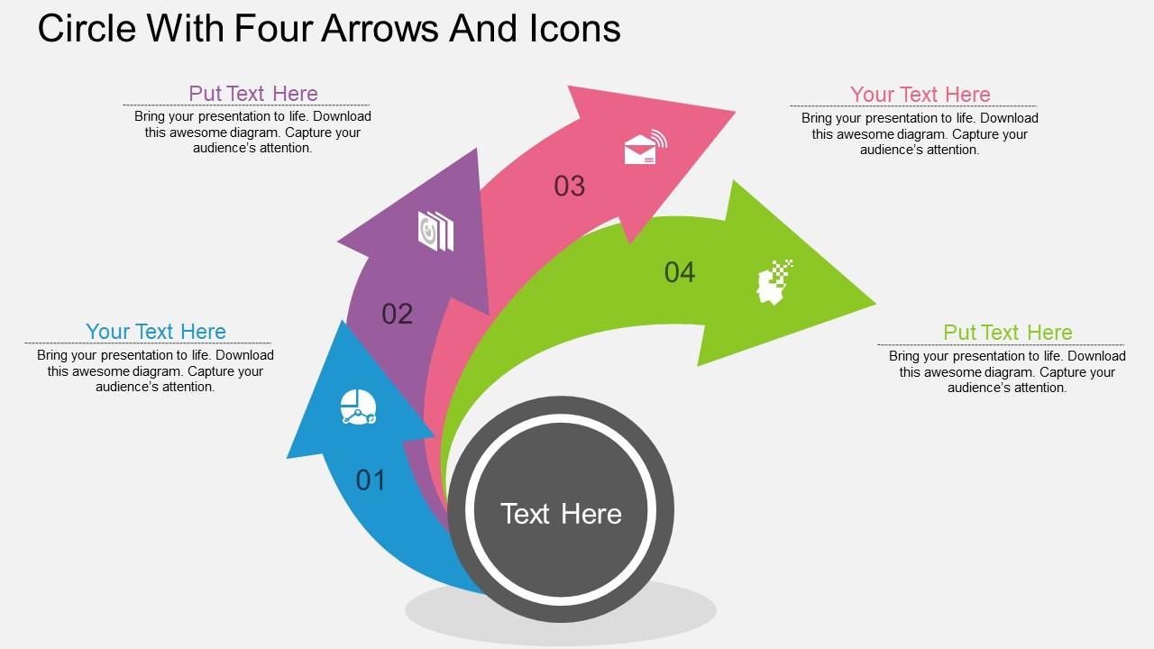 Ai circle with four arrows and icons flat powerpoint design Slide01