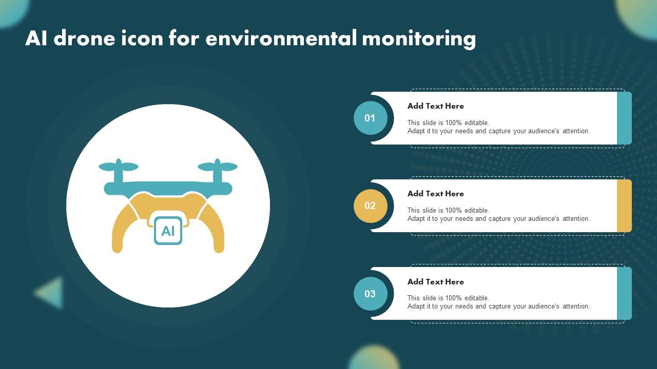 AI Drone Icon For Environmental Monitoring Ppt Sample