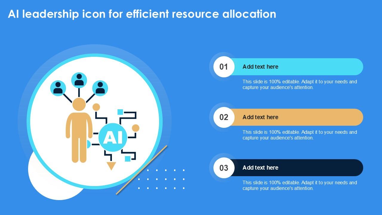 AI Leadership Icon For Efficient Resource Allocation Ppt Slide
