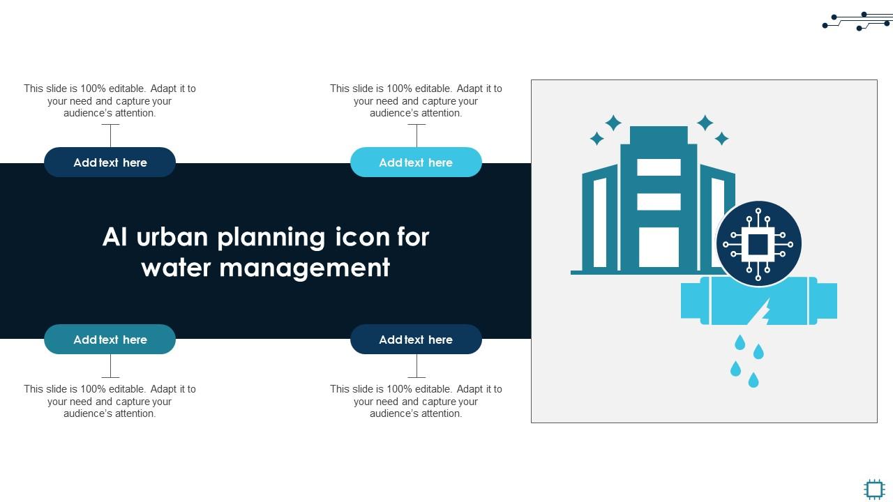 AI Urban Planning Icon For Water Management Ppt Example