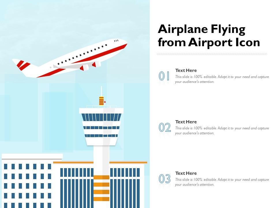 Airplane flying from airport icon Slide01