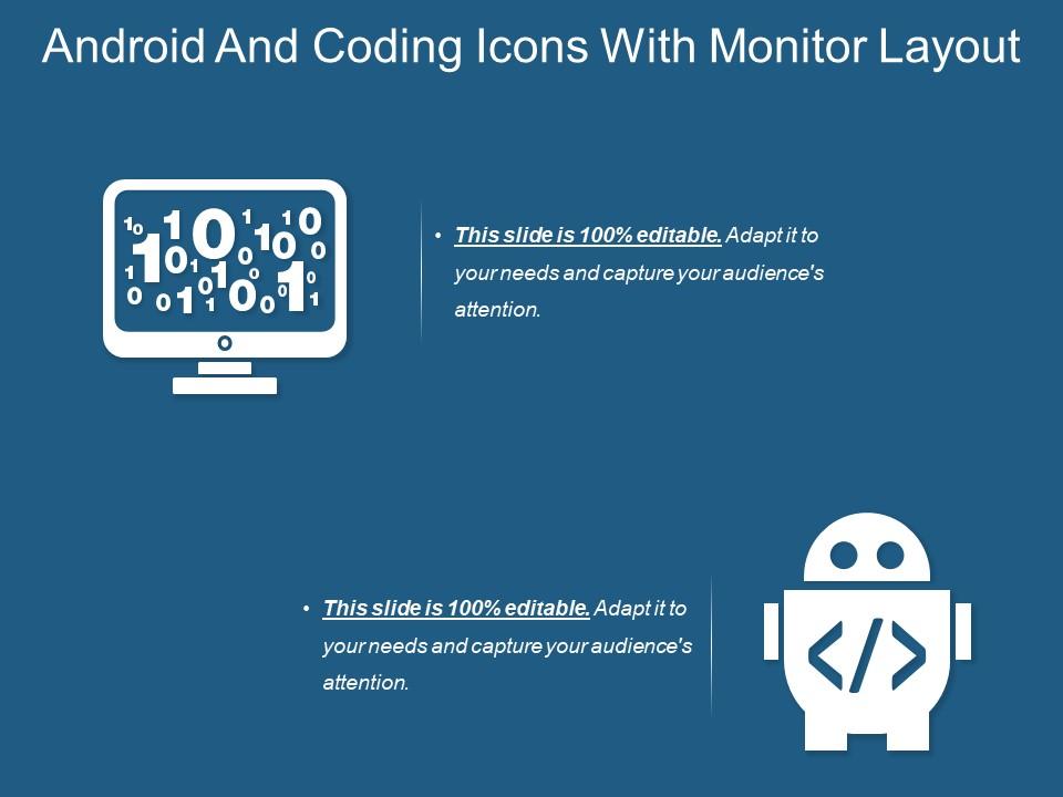 Android and coding icons with monitor layout Slide01