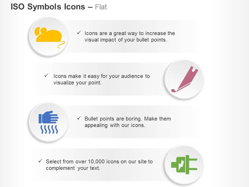 Animal sharp instrument heat electrical hazard iso icons for powerpoint Slide01