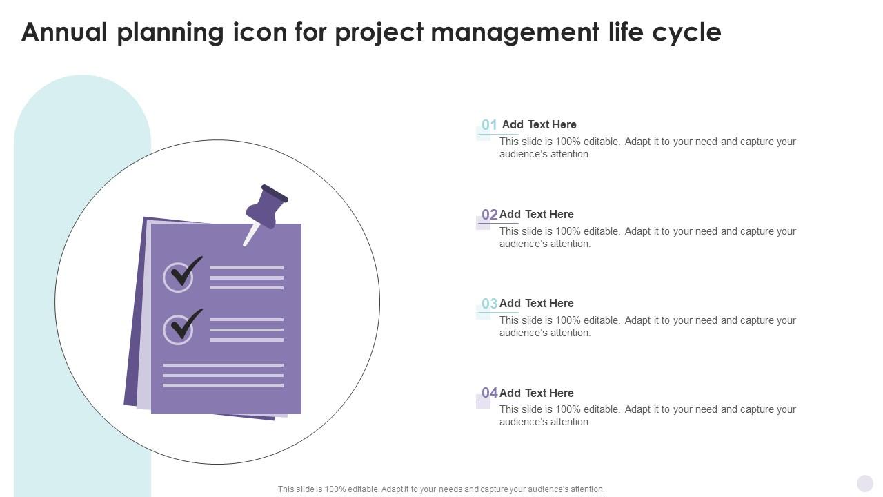 Annual Planning Icon For Project Management Life Cycle Slide01