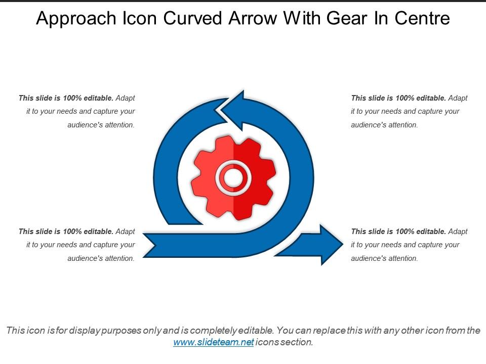 Approach icon curved arrow with gear in centre Slide01