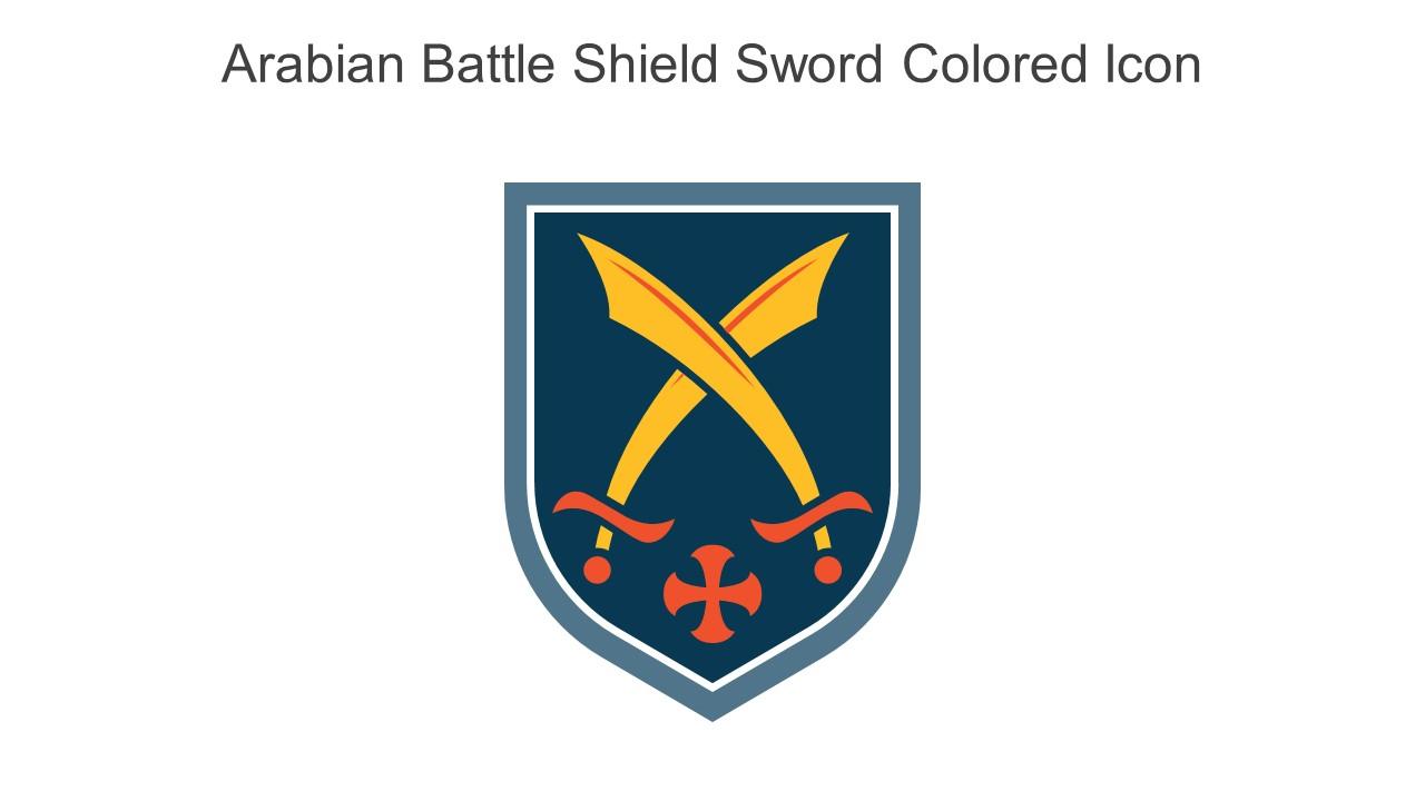 Arabian Battle Shield Sword Colored Icon In Powerpoint Pptx Png And Editable Eps Format