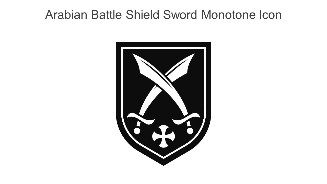 Arabian Battle Shield Sword Monotone Icon In Powerpoint Pptx Png And Editable Eps Format