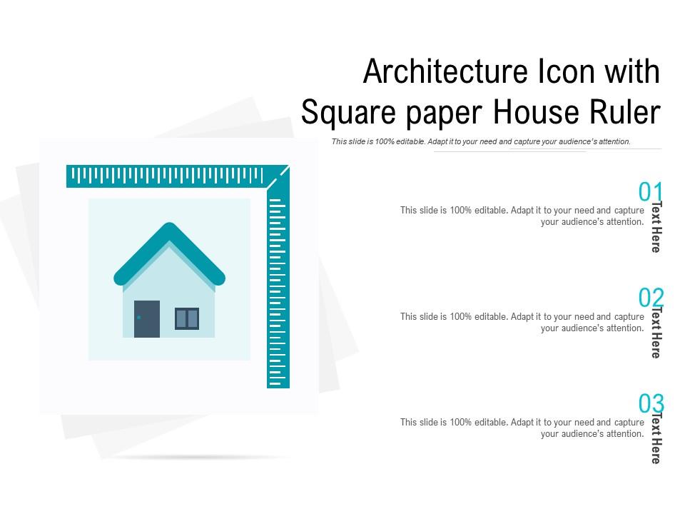Architecture icon with square paper house ruler Slide01