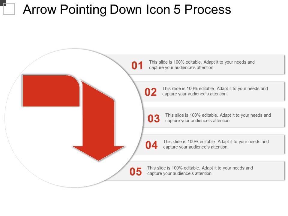 Arrow pointing down icon 5 process Slide01