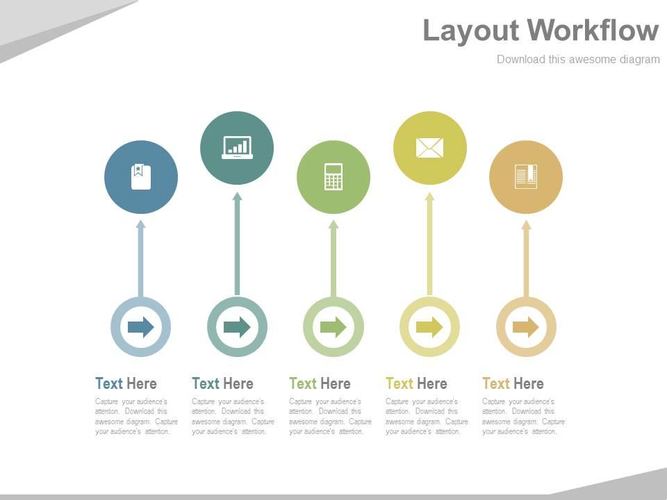 Arrow tags and icons business layout workflow powerpoint slides Slide01