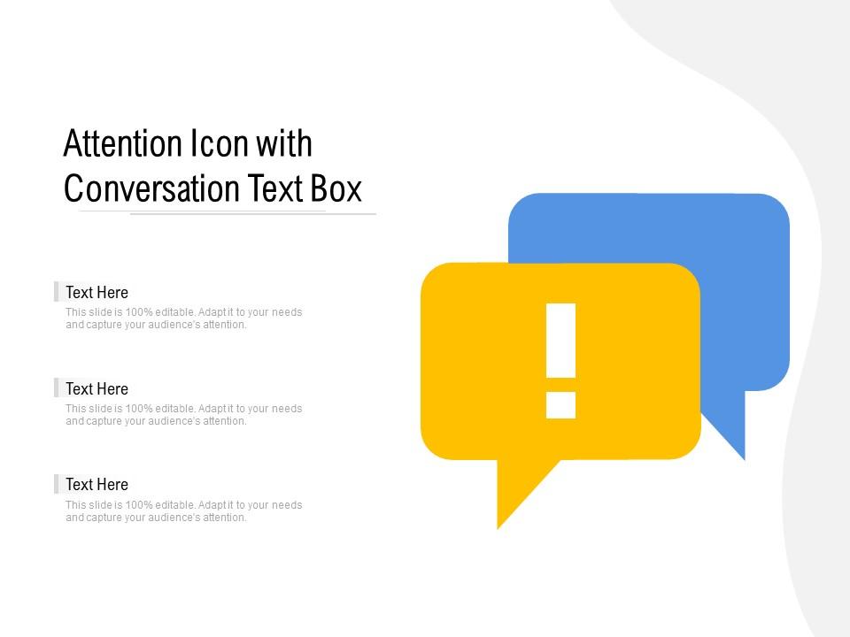 Attention icon with conversation text box Slide01