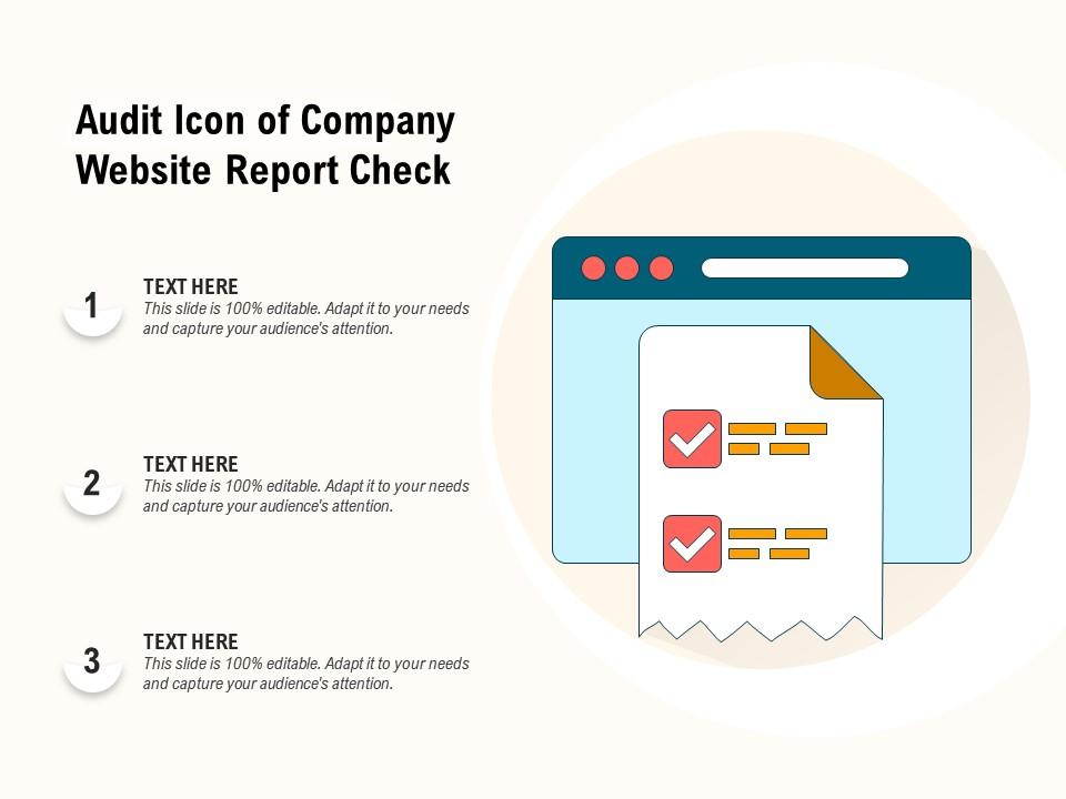 Audit icon of company website report check Slide01