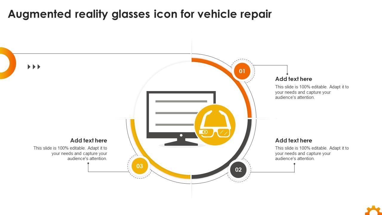Augmented Reality Glasses Icon For Vehicle Repair Ppt Slides