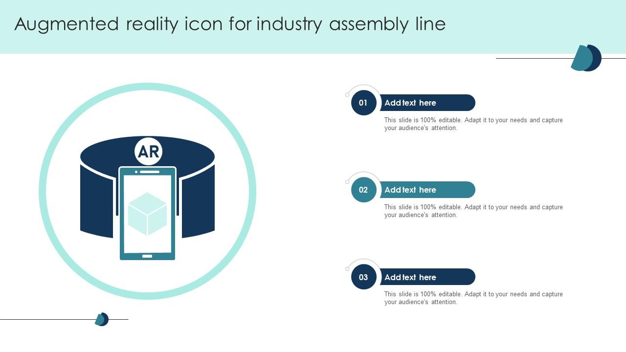 Augmented Reality Icon For Industry Assembly Line PPT Presentation