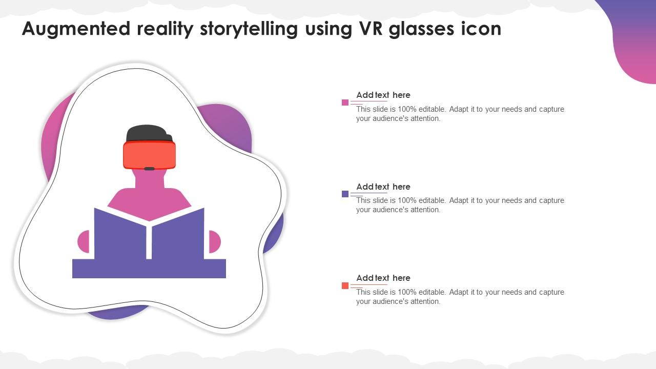 Augmented Reality Storytelling Using VR Glasses Icon Ppt Powerpoint