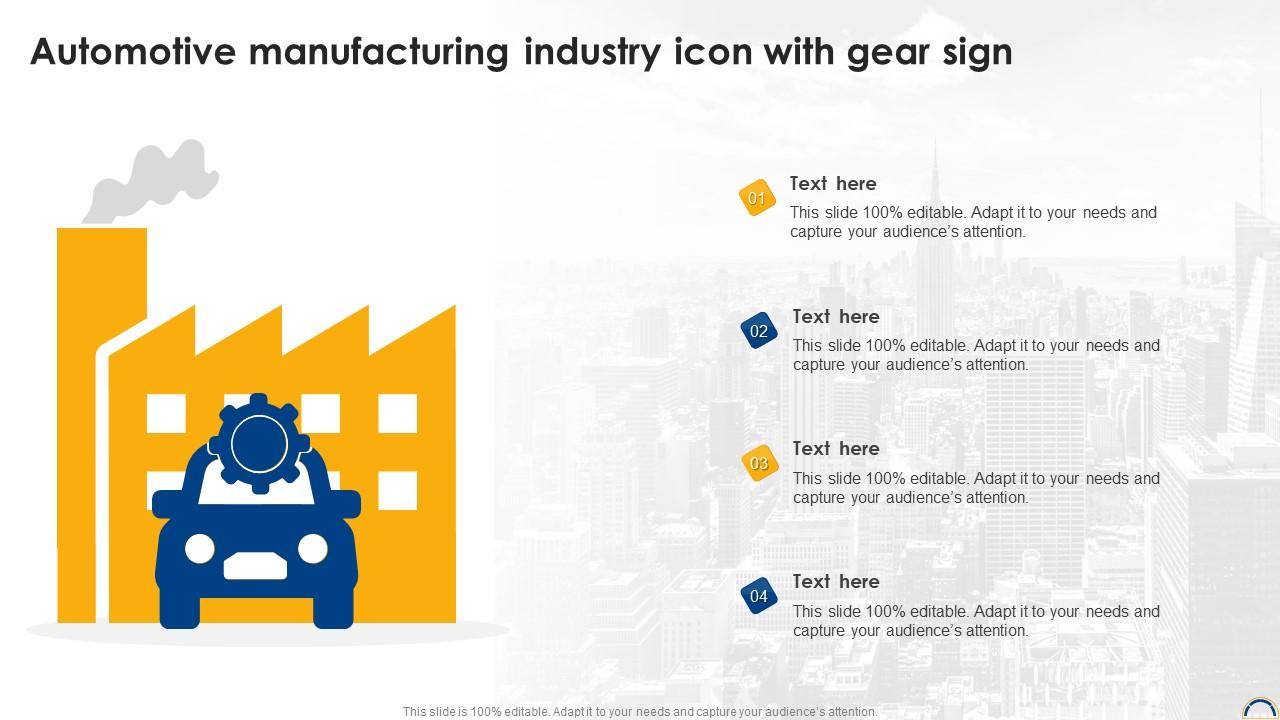 Automotive Manufacturing Industry Icon With Gear Sign Slide01
