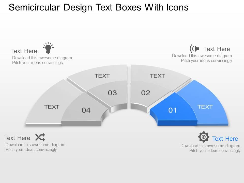 Ax semicircular design text boxes with icons powerpoint template Slide01