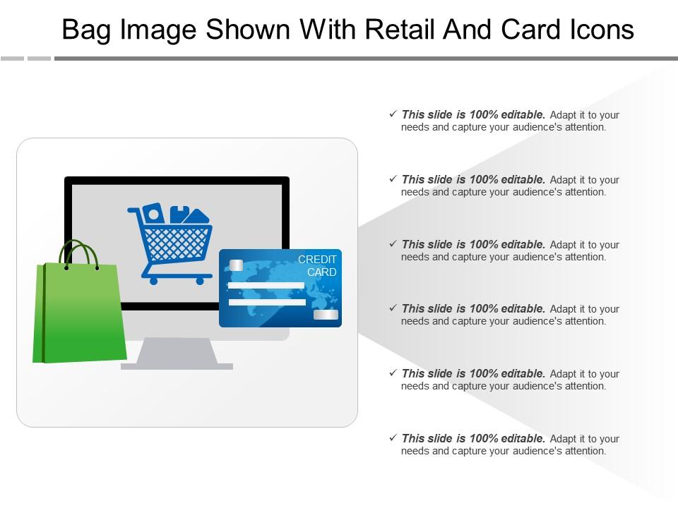 Bag image shown with retail and card icons Slide01