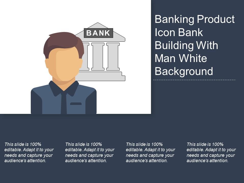 Banking product icon bank building with man white background Slide01