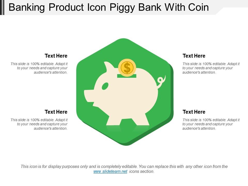 Banking product icon piggy bank with coin Slide01