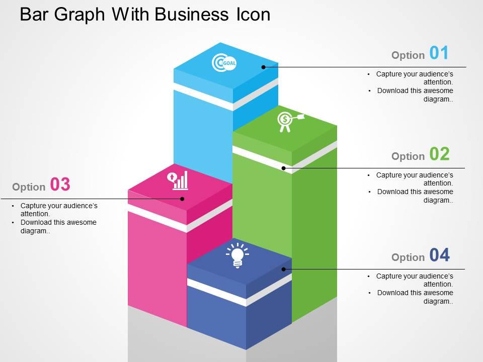 Bar graph with business icon flat powerpoint design Slide01