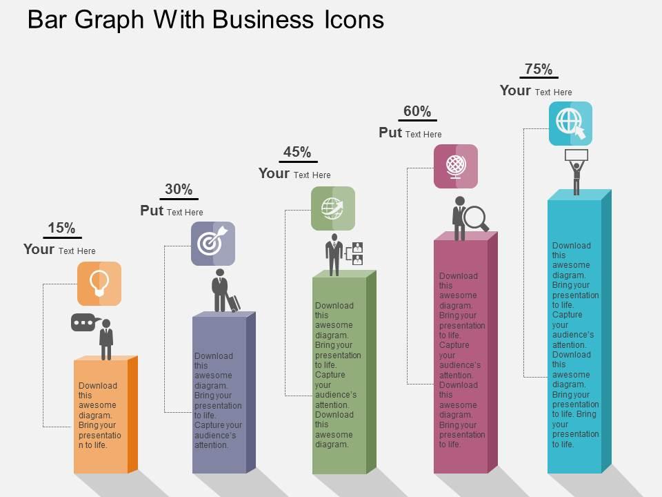 Bar graph with business icons flat powerpoint design Slide01