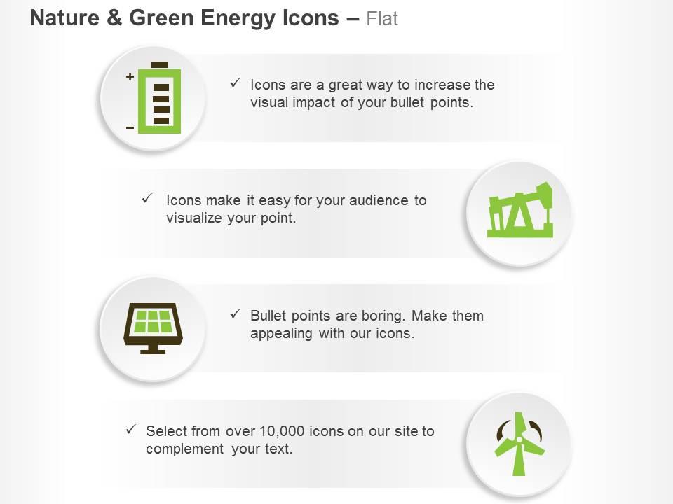 Battery solar cell power production windmill ppt icons graphics Slide01