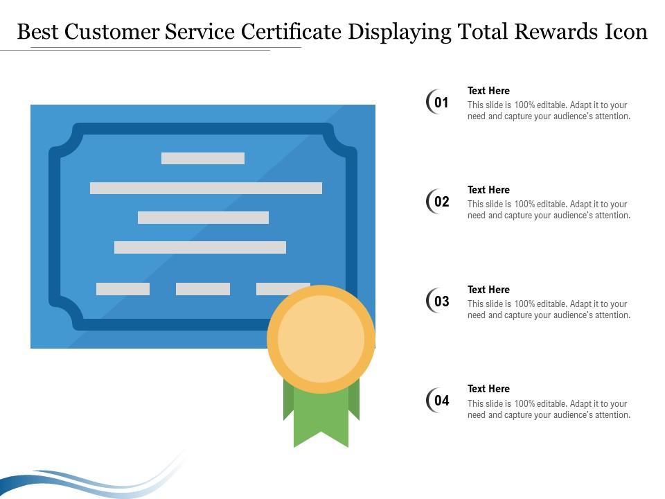 Best customer service certificate displaying total rewards icon Slide01