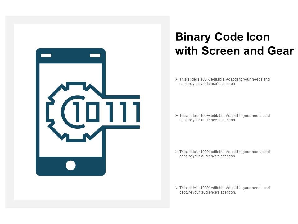 Binary code icon with screen and gear Slide01