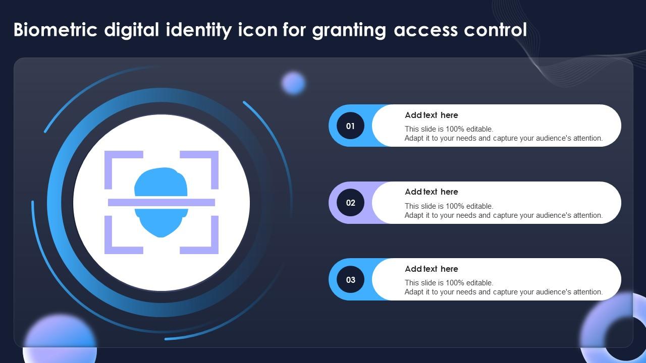 Biometric Digital Identity Icon For Granting Access Control Ppt Sample