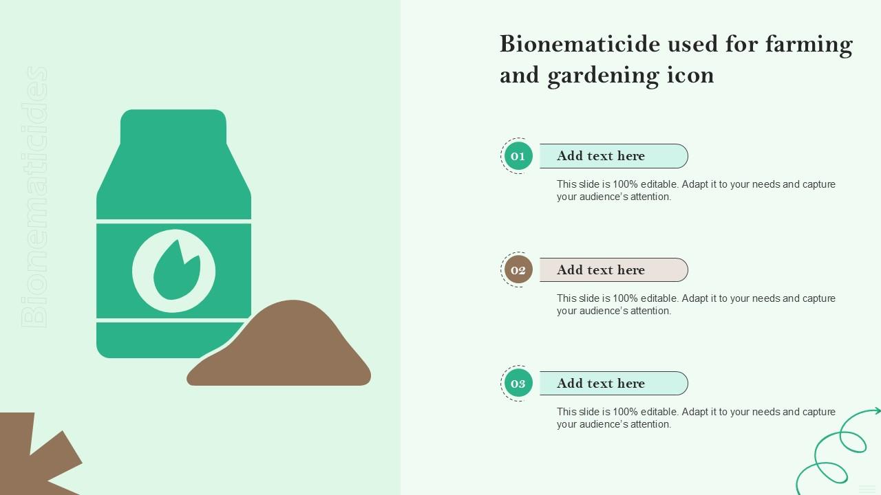 Bionematicide Used For Farming And Gardening Icon Ppt Slides