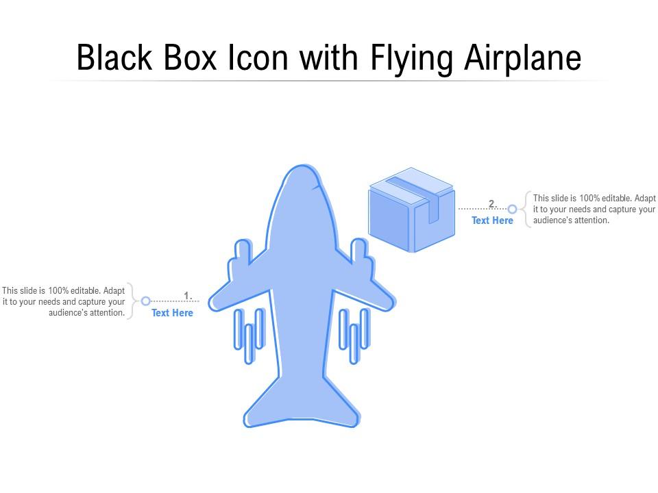Black box icon with flying airplane Slide01