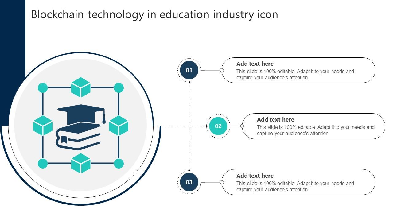 Blockchain Technology In Education Industry Icon