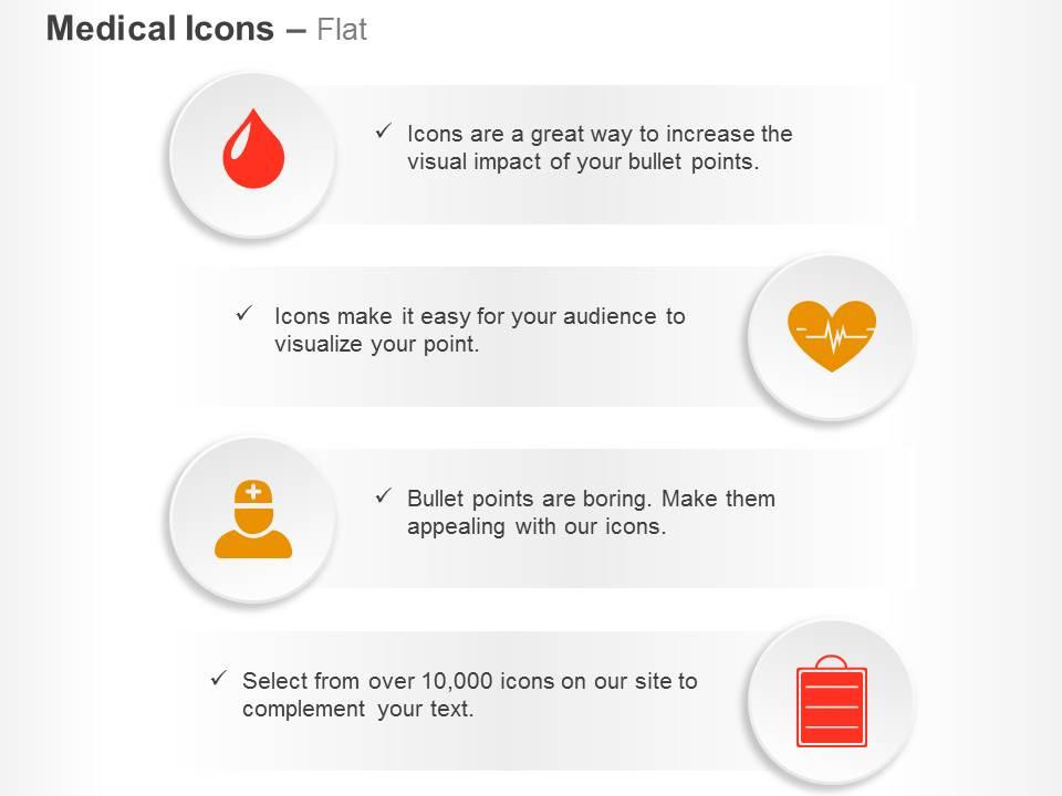 Blood drop cardiogram hospital staff report ppt icons graphics Slide01