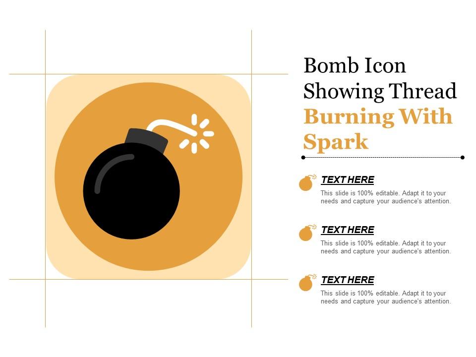 Bomb icon showing thread burning with spark Slide01