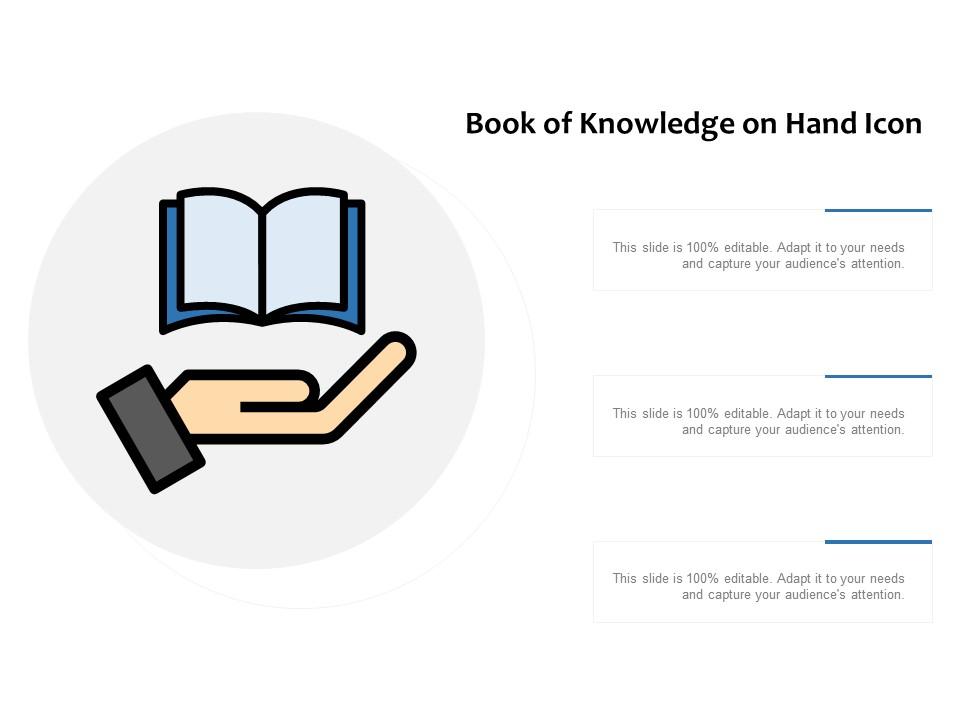 Book of knowledge on hand icon Slide01