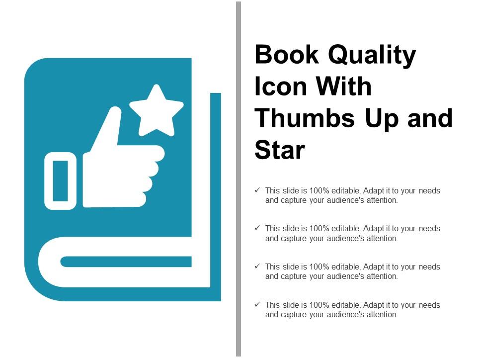 Book quality icon with thumbs up and star Slide01