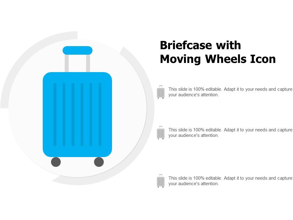 Briefcase with moving wheels icon Slide01