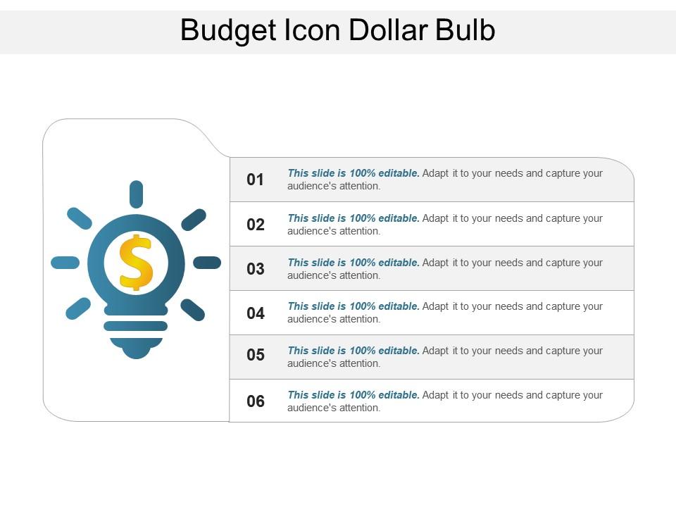 Budget icon dollar bulb Slide01