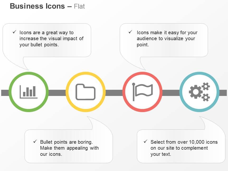 Business analysis folder flag cogs ppt icons graphics Slide01