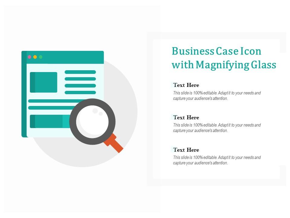 Business case icon with magnifying glass Slide01