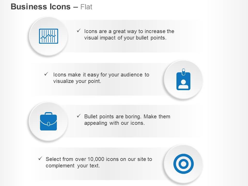 Business chart identity card suitcase target ppt icons graphics Slide01