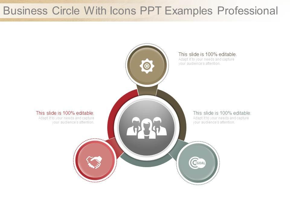 Business circle with icons ppt examples professional Slide01