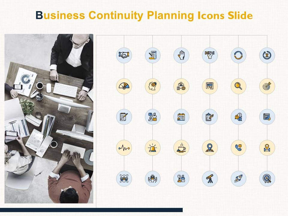 Business continuity planning icons slide agenda threat ppt powerpoint presentation infographics visuals Slide01